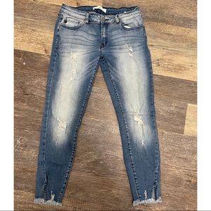 KanCan Cropped Ankle Slit Skinny